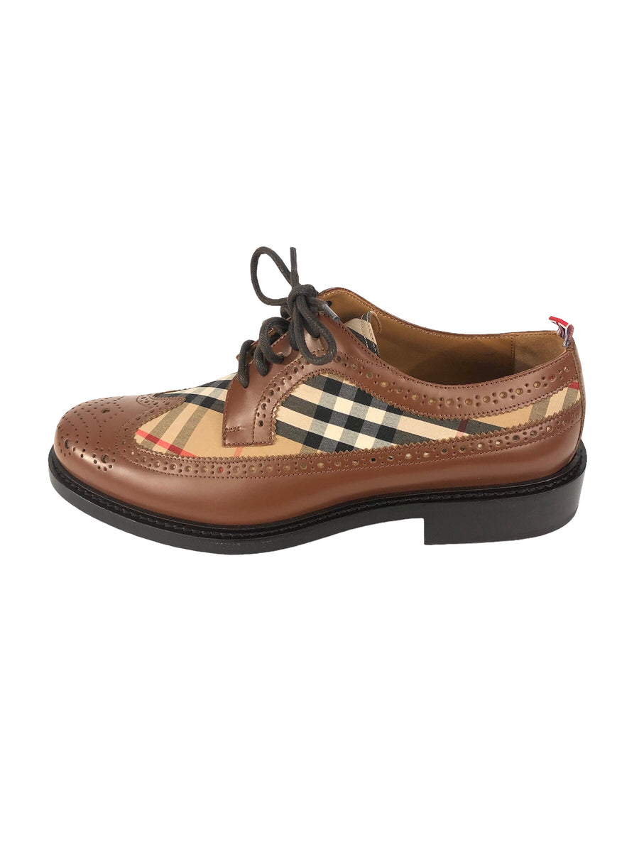 Arndale Tan Archive Check Brogue Leather Derby Shoes | Size  display picture 1