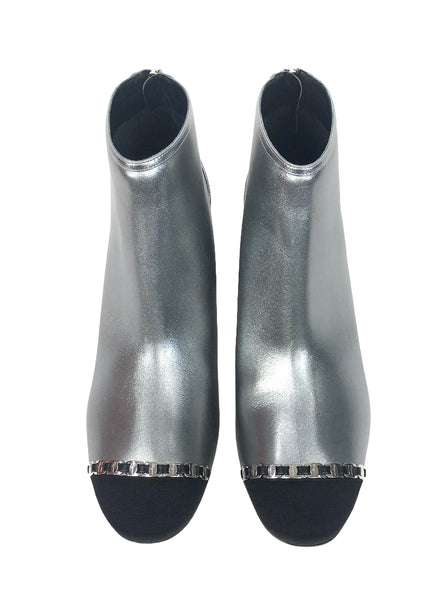 Atri Cap-Toe Metallic Leather Ankle Boots | Size US 8.5D - IT 38.5D