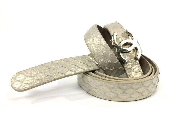 2012 Interlocking CC Buckle Snakeskin Strap Belt | Size L