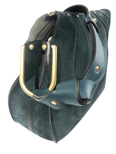 Hayley Blue Green Suede Convertible Hobo Bag