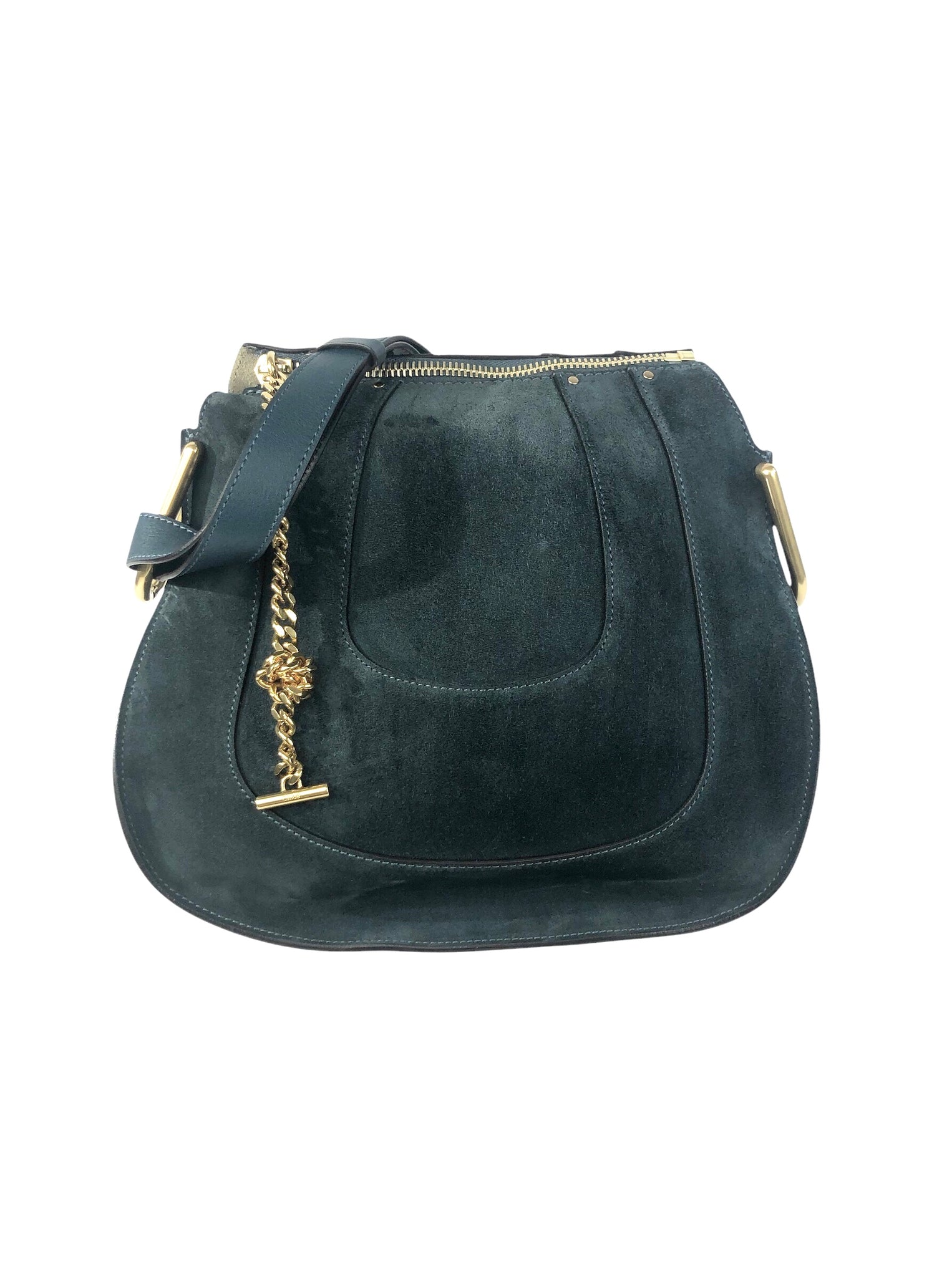 Hayley Blue Green Suede Convertible Hobo Bag