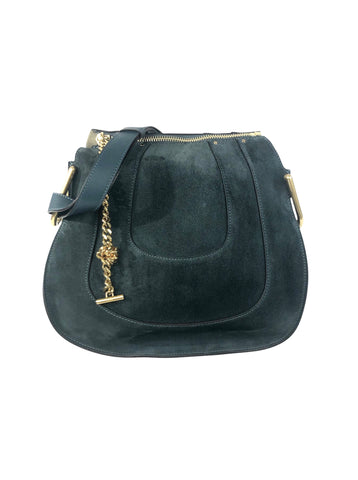 Hayley Blue Green Suede Convertible Hobo Bag