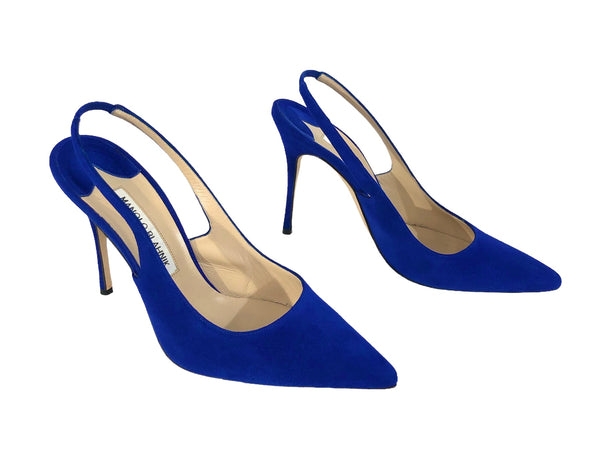 Cobalt Blue Suede Slingback Stiletto | Size US 7.5 - 8 | IT 38
