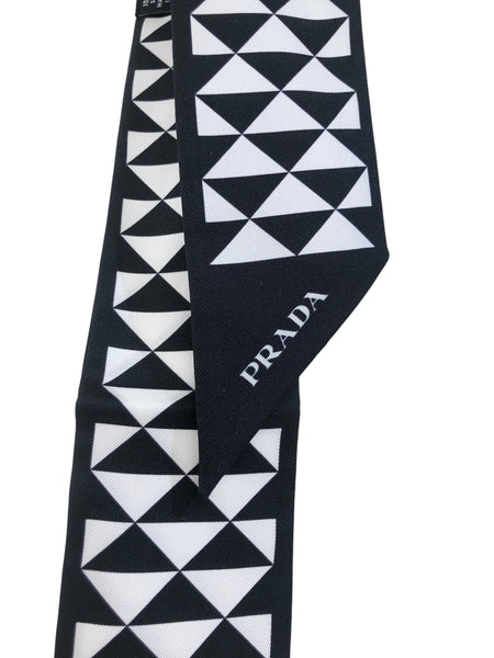 Triangle Logo Print Silk Twill Scarf