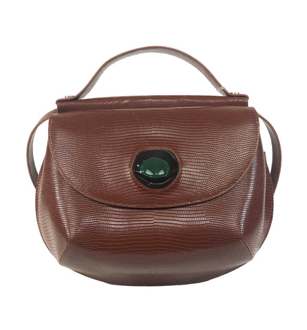 Cyclops Resin-Sphere Lizard Effect Printed Leather Crossbody Top Handle Bag