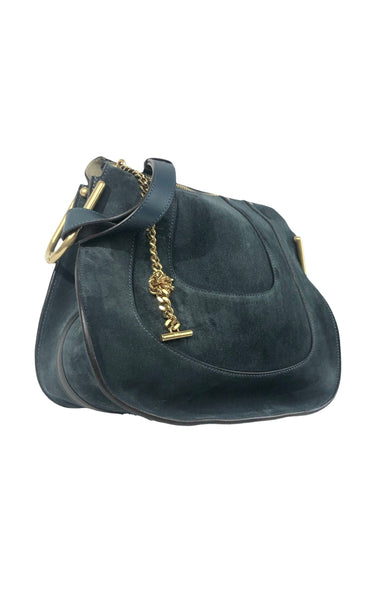 Hayley Blue Green Suede Convertible Hobo Bag