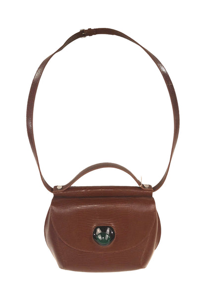 Cyclops Resin-Sphere Lizard Effect Printed Leather Crossbody Top Handle Bag