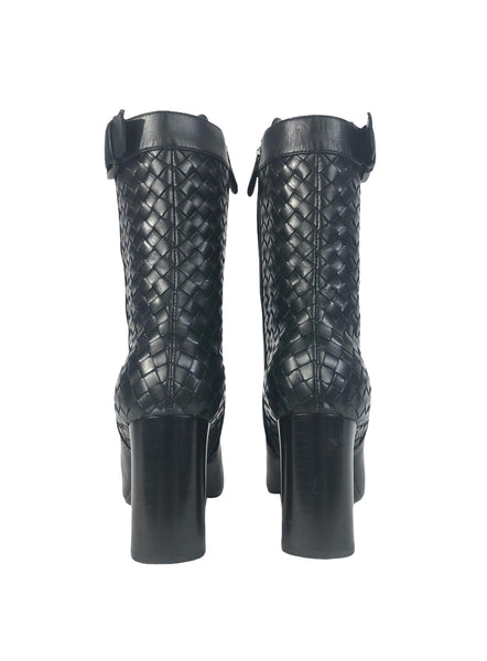 Intrecciato Leather Boots | Size US 8 - IT 38
