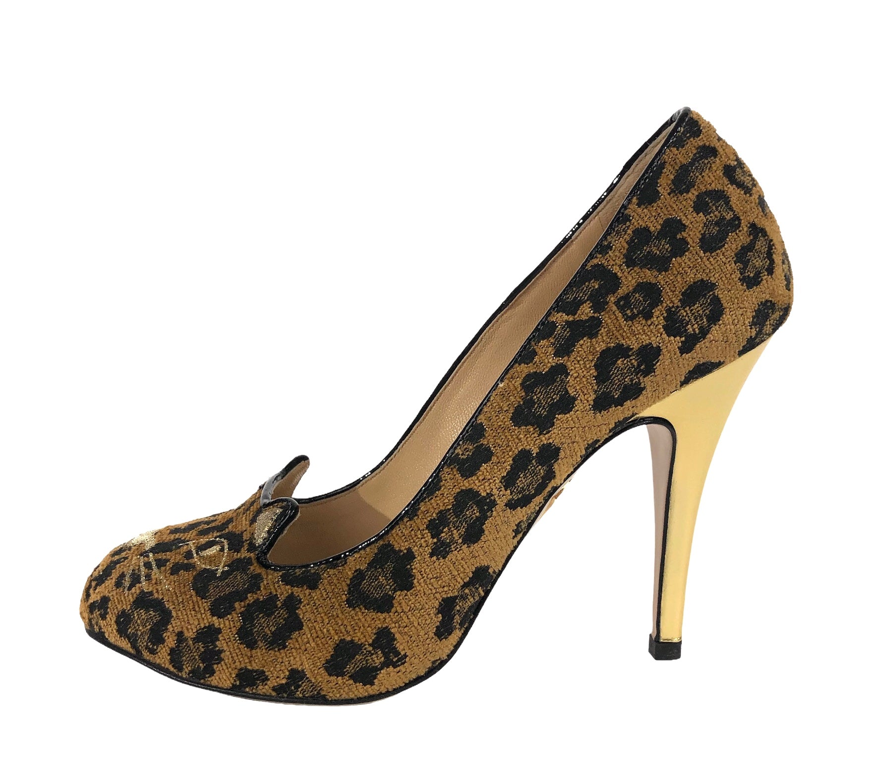 Kitty Leopard Velvet Pumps | Size US 7.5 | IT 37.5