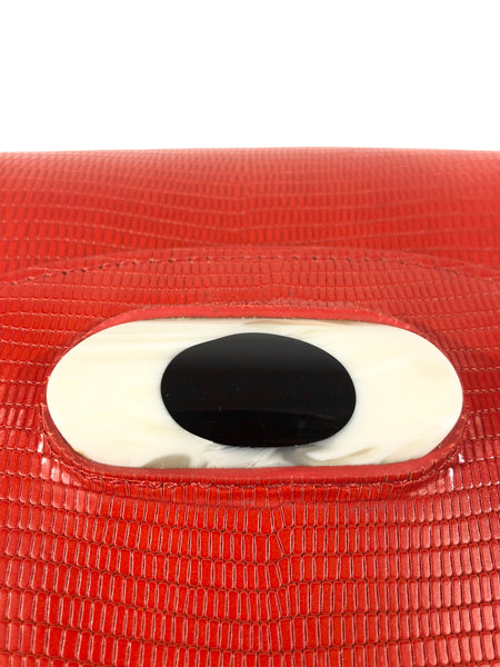 Cyclops Resin-Sphere Lizard Effect Printed Leather Mini Crossbody Top Handle Bag