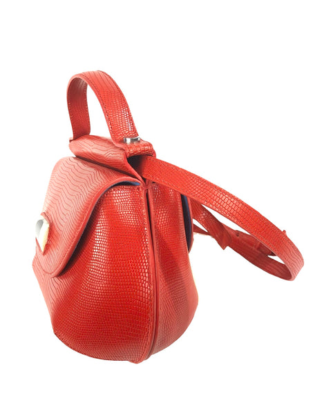 Cyclops Resin-Sphere Lizard Effect Printed Leather Mini Crossbody Top Handle Bag