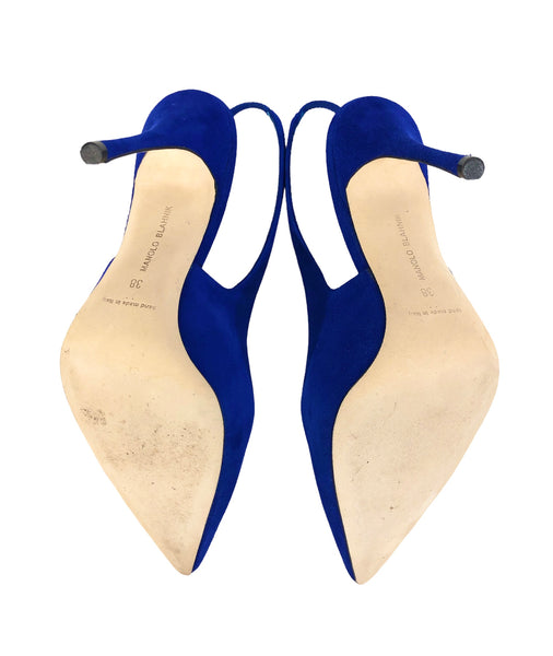 Cobalt Blue Suede Slingback Stiletto | Size US 7.5 - 8 | IT 38