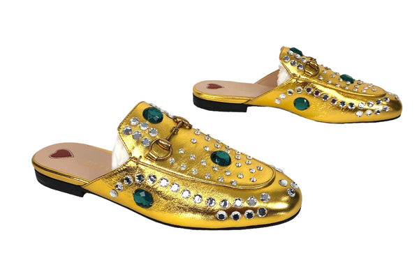 Princetown Metallic Crystal Slippers | Size US 7.5 - IT 37.5
