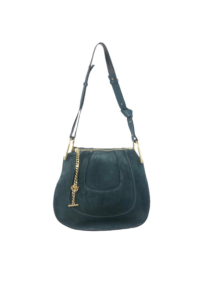 Hayley Blue Green Suede Convertible Hobo Bag
