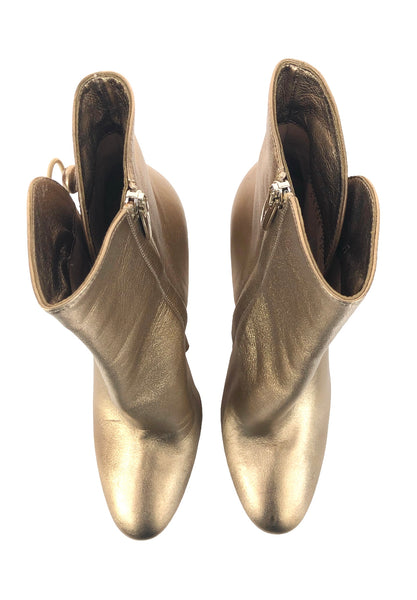 Savoie Gold Metallic Side Buttons Ankle Boot | Size US 7.5 - IT 38