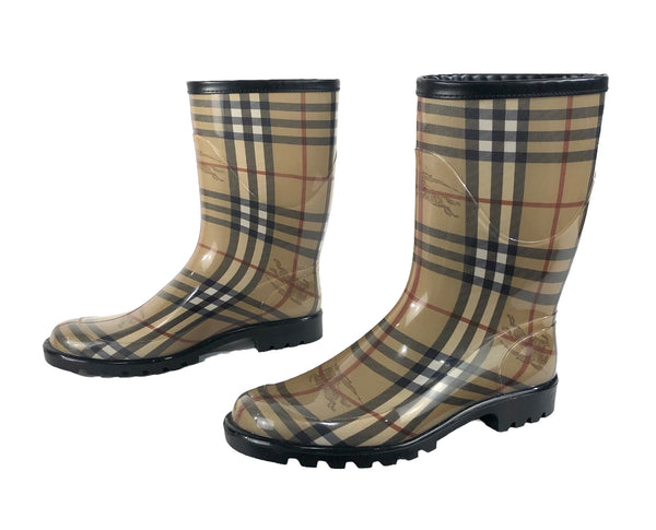 Haymarket Pattern Rubber Rain Boots | Size US 9 - IT 40