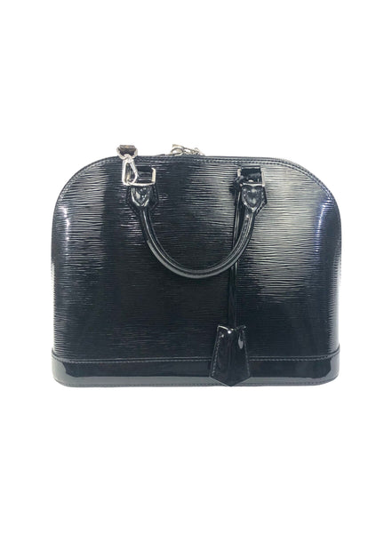 Alma PM Black Epi Electric Patent Leather Handbag