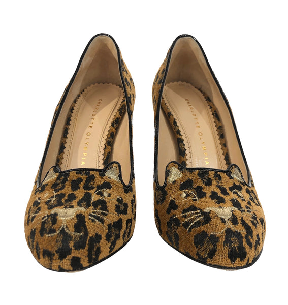 Kitty Leopard Velvet Pumps | Size US 7.5 | IT 37.5