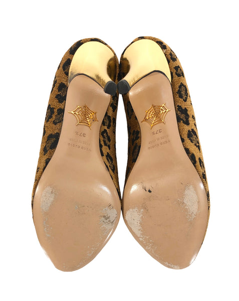 Kitty Leopard Velvet Pumps | Size US 7.5 | IT 37.5