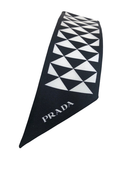 Triangle Logo Print Silk Twill Scarf