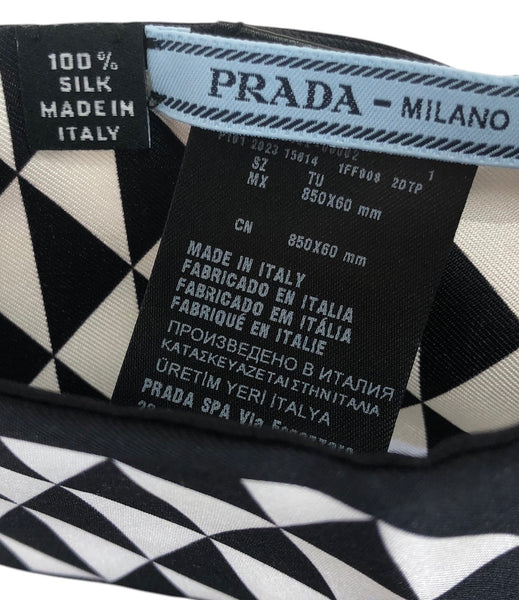 Triangle Logo Print Silk Twill Scarf