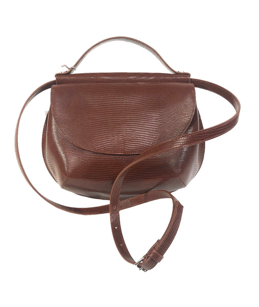 Cyclops Resin-Sphere Lizard Effect Printed Leather Crossbody Top Handle Bag