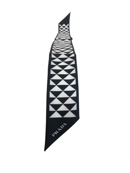 Triangle Logo Print Silk Twill Scarf