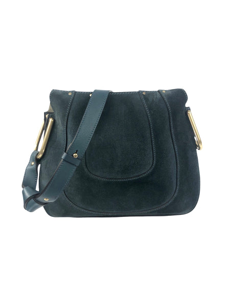 Hayley Blue Green Suede Convertible Hobo Bag