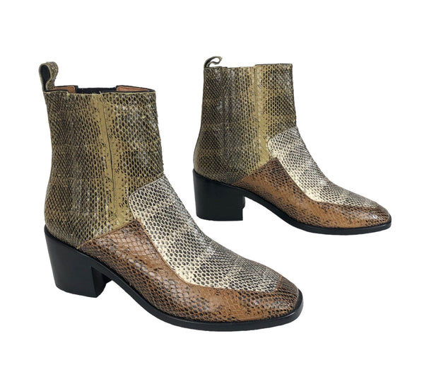 Snakeskin Effect Ankle Boots | Size 9