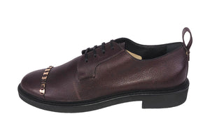 Pebble Leather Logo Embellished Oxfords | Size US 8.5C