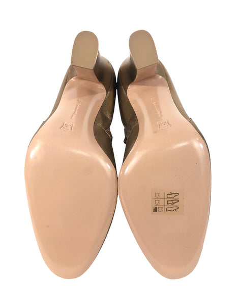 Savoie Gold Metallic Side Buttons Ankle Boot | Size US 7.5 - IT 38