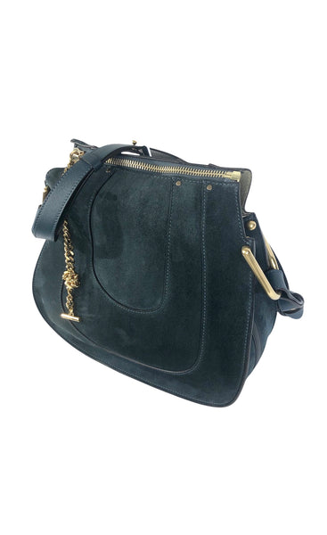 Hayley Blue Green Suede Convertible Hobo Bag