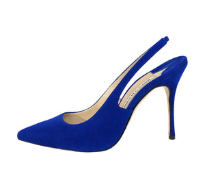 Cobalt Blue Suede Slingback Stiletto | Size US 7.5 - 8 | IT 38