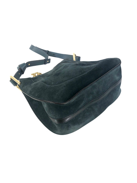 Hayley Blue Green Suede Convertible Hobo Bag