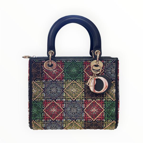 Christian Dior Embroidered Patchwork Lady Dior Bag