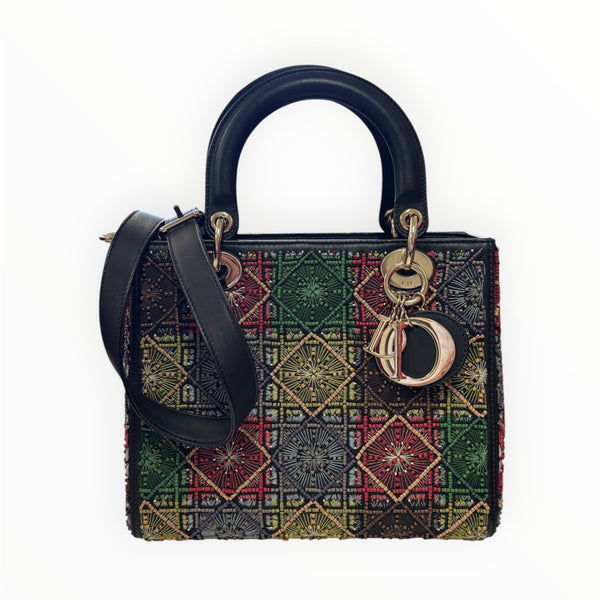 Christian Dior Embroidered Patchwork Lady Dior Bag