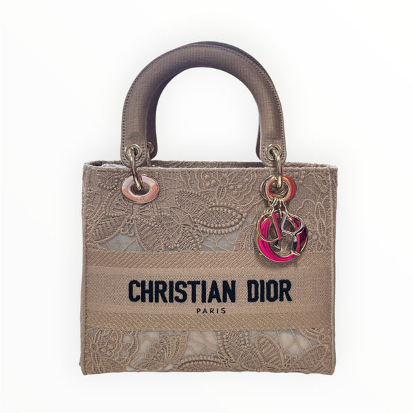 Christian Dior Medium D-lite Bag D-lace Embroidery Macramé Effect
