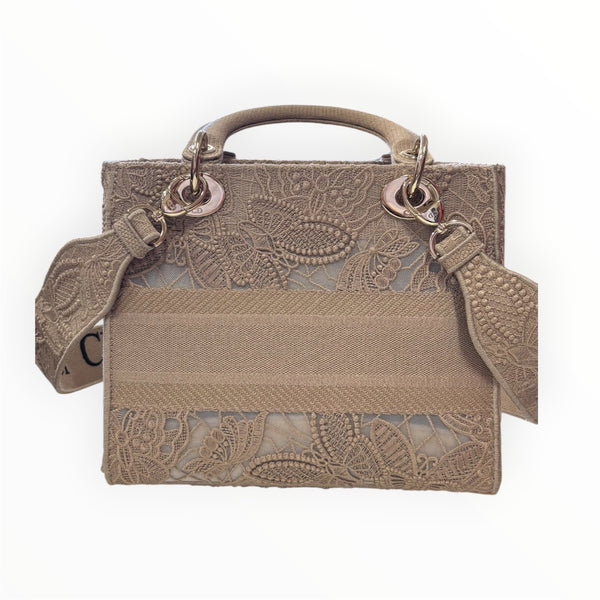 Christian Dior Medium D-lite Bag D-lace Embroidery Macramé Effect