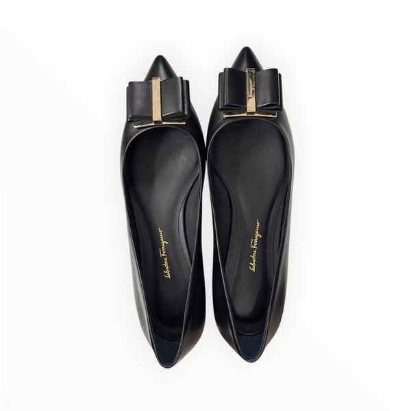 Salvatore Ferragamo Zeri Vara-bow lambskin ballerina shoes Size 9