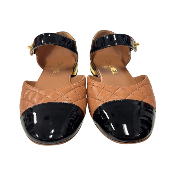 Chanel Turnlock Interlocking CC Logo Mary Jane Flats Size 7.5 | IT 37.5