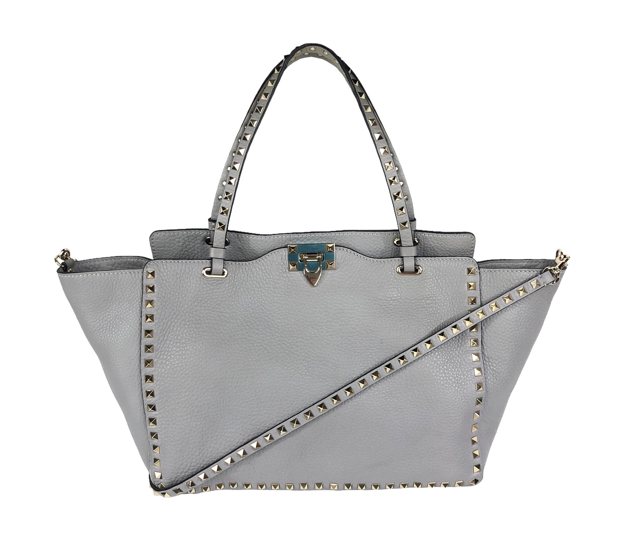 Grainy Calfskin Rockstud Medium Tote Bag – Baggio Consignment