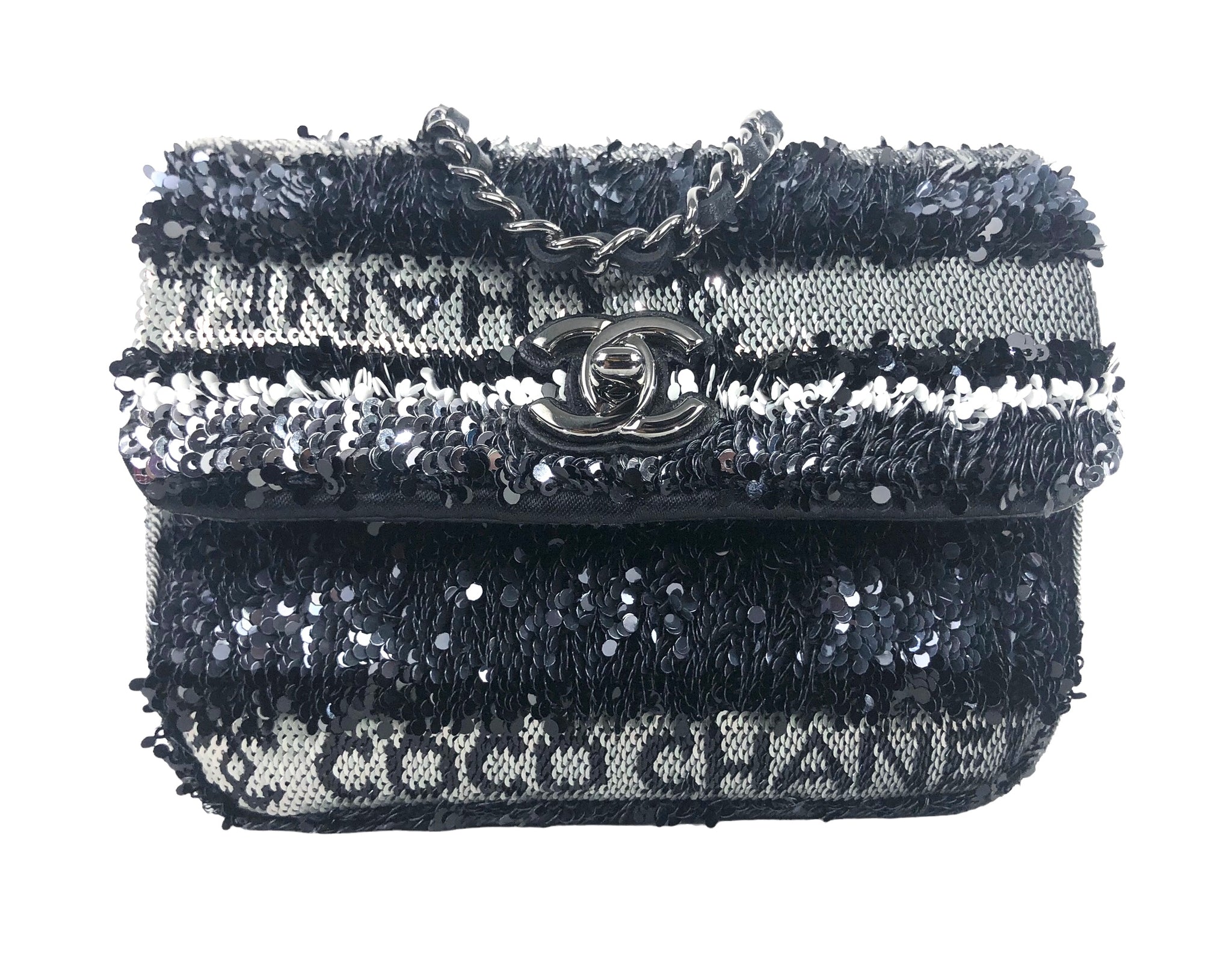 Chanel 2022 Sequin Coco Clutch with Chain w/ Tags - White Mini