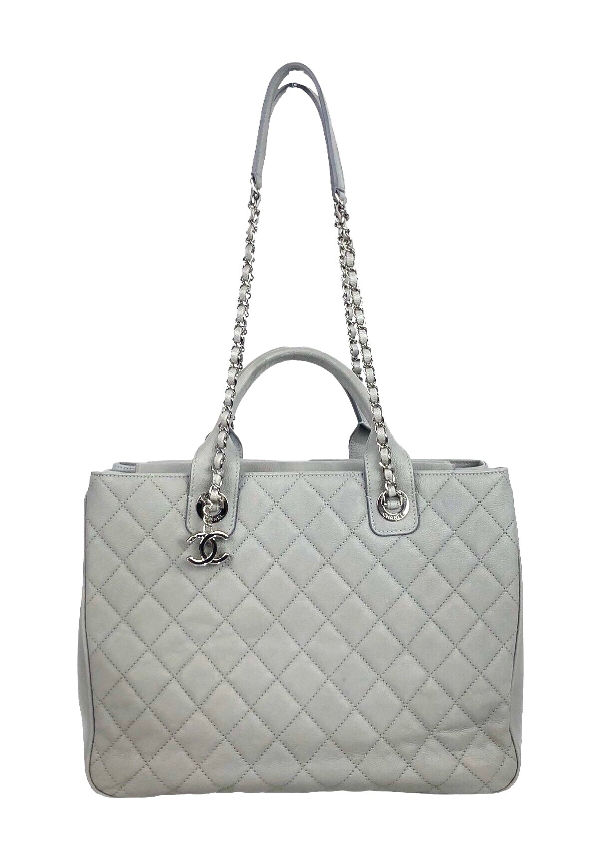 Chanel Light Grey Quilted Calfskin Large Classic Shopping Tote Silver  Hardware, 2020 Available For Immediate Sale At Sotheby's
