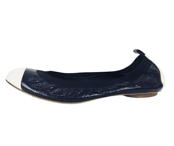 Navy and White Ballet Flats | Size 37 EU 7 US