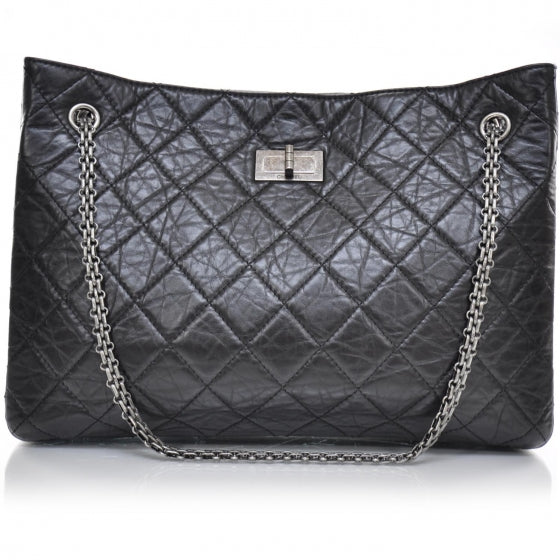 Chanel | Aged Calfskin Quilted Reissue 2.55 Black Tote