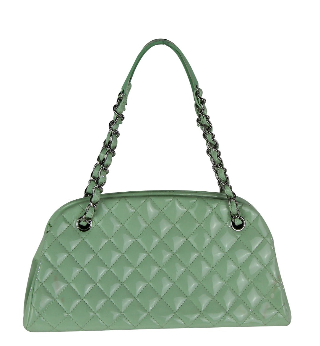 Mint Patent Quilted Mademoiselle Bowling Bag – Baggio Consignment