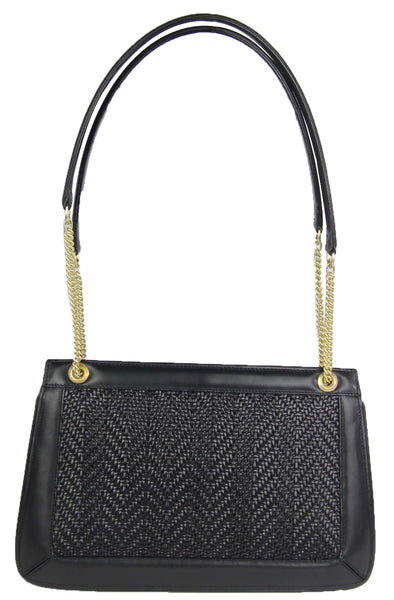 Woven Leather Handbag Golden Retriever Charm