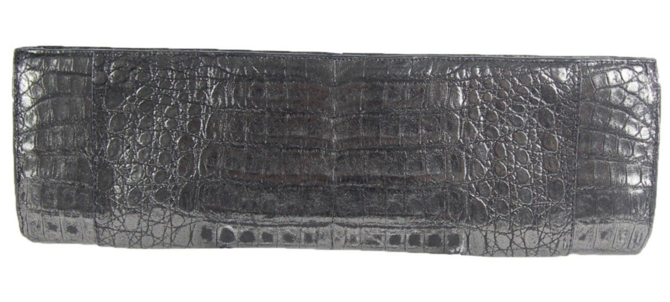 Gunmetal Crocodile Clutch