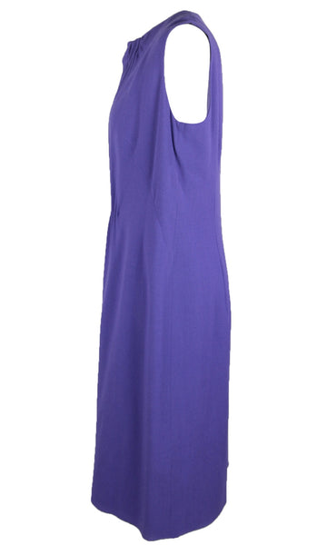 Purple Wool Crepe Ruched Detail Dress | Size 10