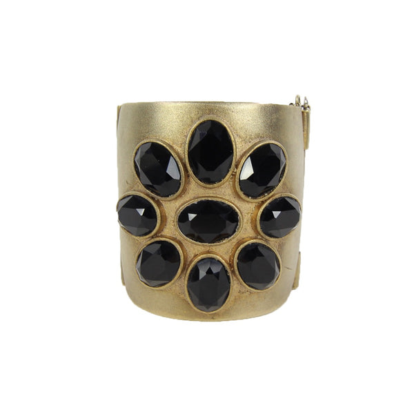 Resin Gold Cuff with Swarovski Flower